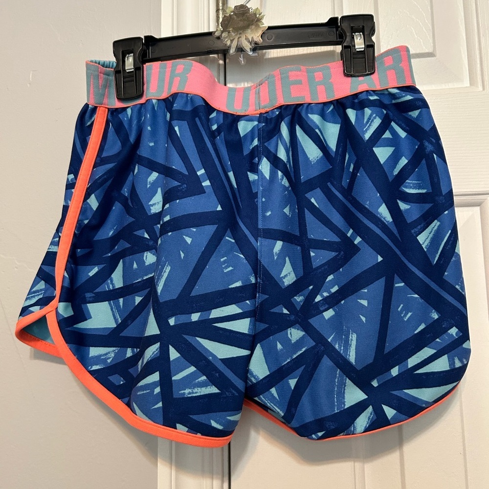 Under Armour Women's Blue and Pink Athletic Shorts - Picture 2 of 3